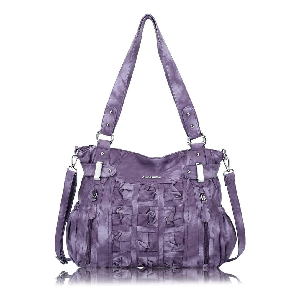 1856 Large Purses Soft PU Leather Hobo Bag Shoulder Bag Purple